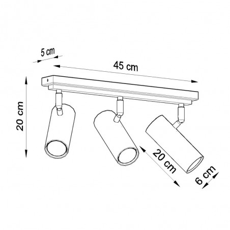 Ceiling track light Direzione (3 Luces)
