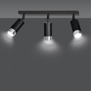 Regleta de techo Mura Negro/Cromo (3 luces)