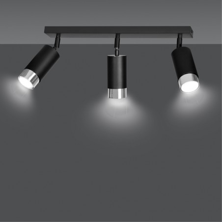 Regleta de techo Mura Negro/Cromo (3 luces)