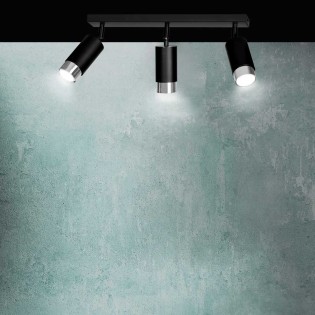 Regleta de techo Mura Negro/Cromo (3 luces)