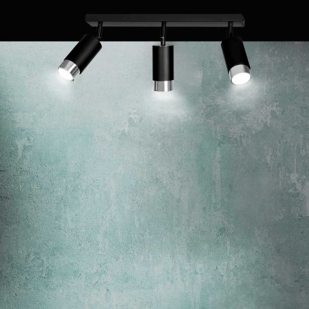 Regleta de techo Mura Negro/Cromo (3 luces)