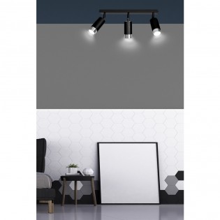 Regleta de techo Mura Negro/Cromo (3 luces)
