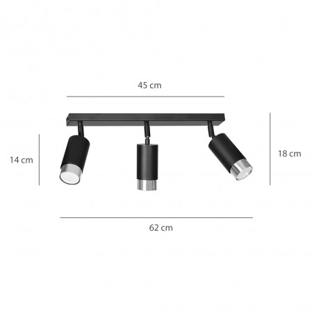 Regleta de techo Mura Negro/Cromo (3 luces)