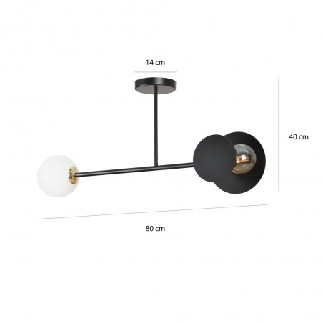 Plafón de techo Meltis Negro (2 luces)