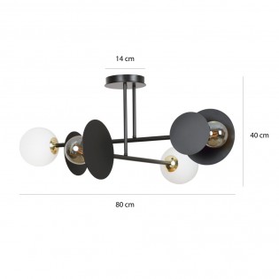 Plafón de techo Meltis Negro (4 luces)