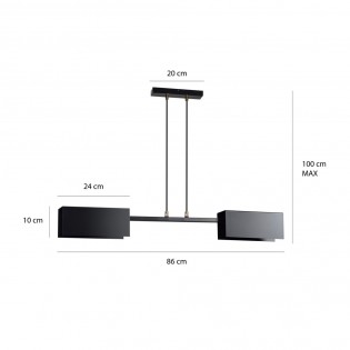 Ceiling Lamp Lastro Black (2 lights)