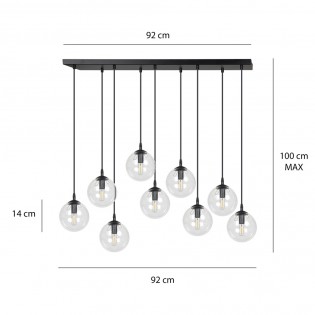 Regleta de techo Sagan Transparente (9 luces)