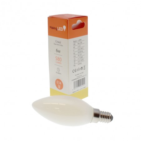 LED Light Bulb E14 C35 Milky (6W)