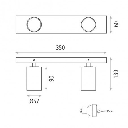 Ceiling track light Gina (2 Lights)