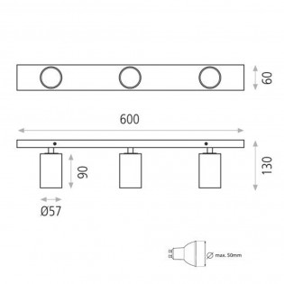 Ceiling track light Gina (3 Lights)