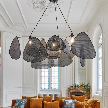 Pendant Lamp Screen Cannage Noir XXL