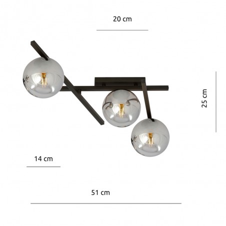 Ceiling Flush Lamp Tramas Graphite (3 lights)