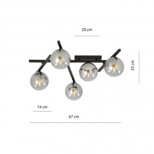 Ceiling Flush Lamp Tramas Graphite (5 lights)