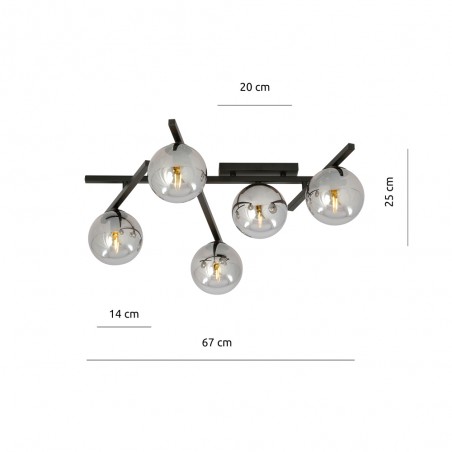 Ceiling Flush Lamp Tramas Graphite (5 lights)