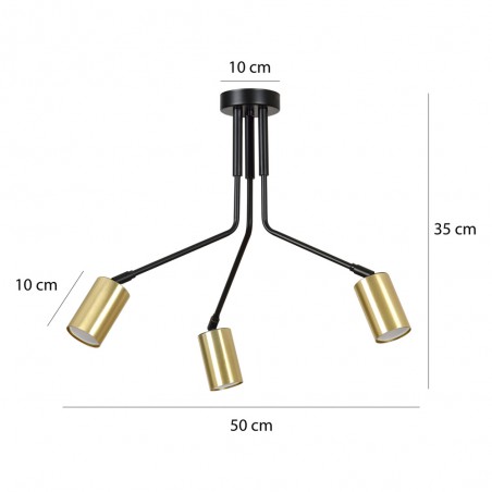 Ceiling Flush Lamp Norber Black (3 lights)