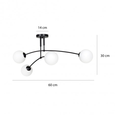 Ceiling Flush Lamp Mobis Black (4 lights)