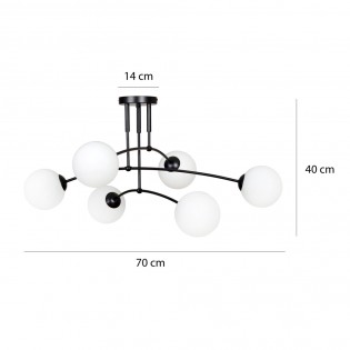 Ceiling Flush Lamp Mobis Black (6 lights)