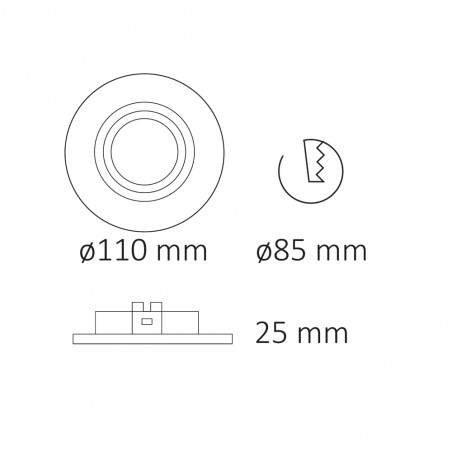 Recessed tilting light Helium Plus Round