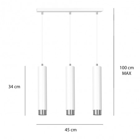 Pendant Tack Lamp Mura White/Chrome (3 lights)