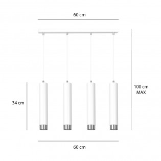 Pendant Tack Lamp Mura White/Chrome (4 lights)