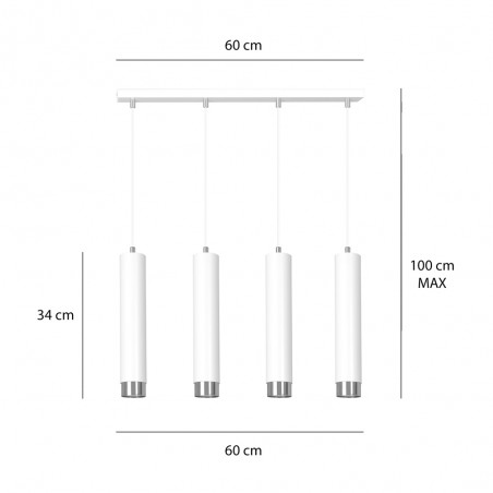 Pendant Tack Lamp Mura White/Chrome (4 lights)