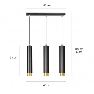 Pendant Tack Lamp Mura Black/Gold (3 lights)
