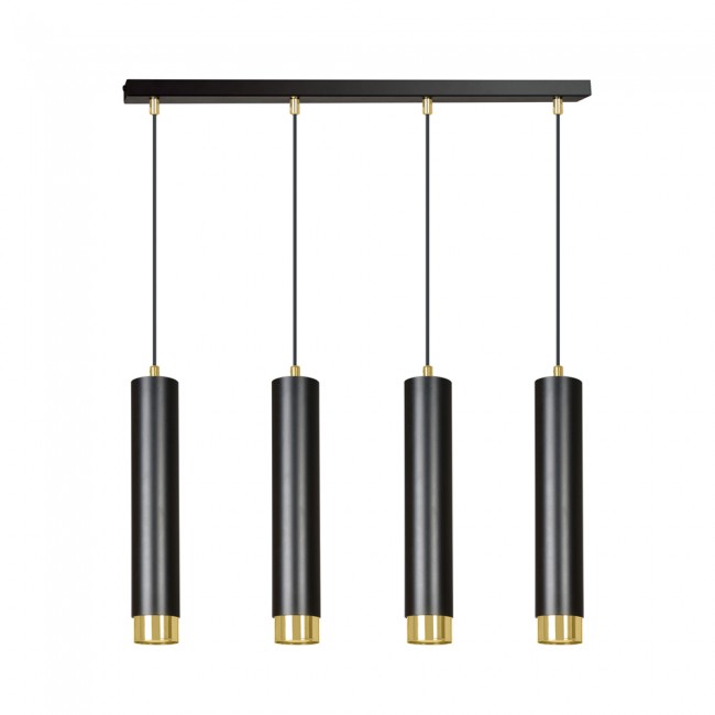 Mura Schwarz/Gold Pendelleuchtenleiste (4 Leuchten)