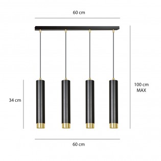 Pendant Tack Lamp Mura Black/Gold (4 lights)