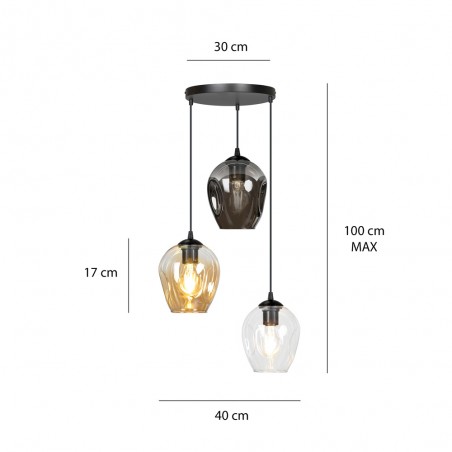 Pendant Track Lamp Domos Amber (3 lights)
