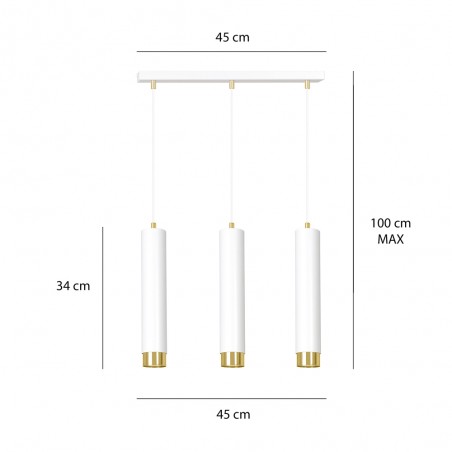 Mura Pendelleuchte weiß/gold (3 Leuchten)