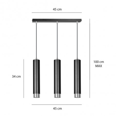 Mura Schwarz/Chrom Pendelleuchte (3 Leuchten)