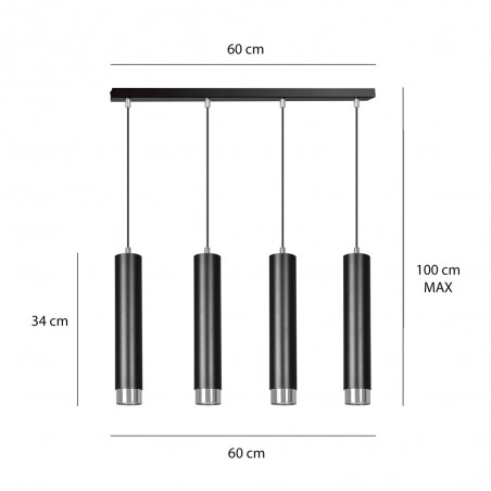 Pendant Tack Lamp Mura Black/Chrome (4 lights)