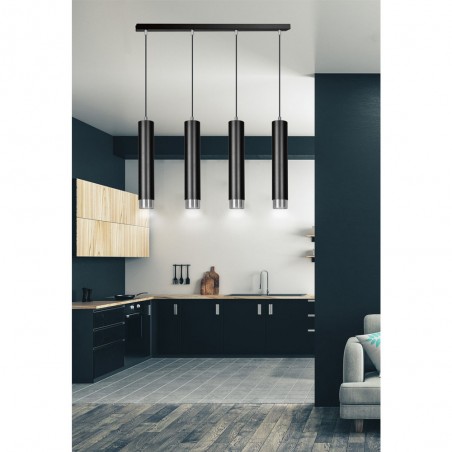 Mura Schwarz/Chrom Pendelleuchte (4 Leuchten)
