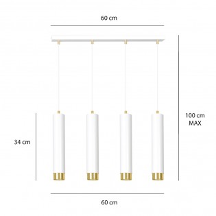 Mura Weiß/Gold Pendelleuchtenleiste (4 Leuchten)