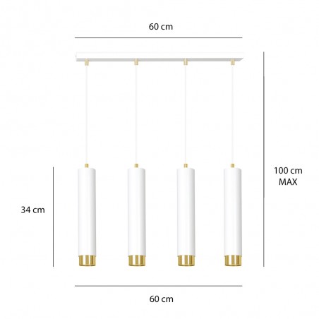 Pendant Tack Lamp Mura White/Gold (4 lights)