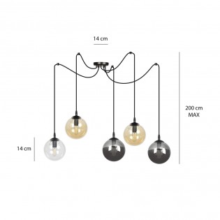 Pendant Lamp Fedora Clear (5 lights)