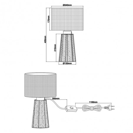 Tischlampe aus Stroh