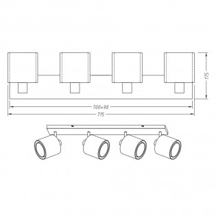 Ceiling track light Burton (4 Lights)