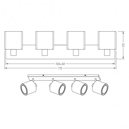 Ceiling track light Burton (4 Lights)