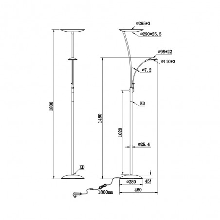 Granby LED-Stehleuchte (29W+6,5W)