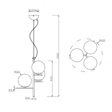 Ceiling Lamp Pure Smoked (3 lights)