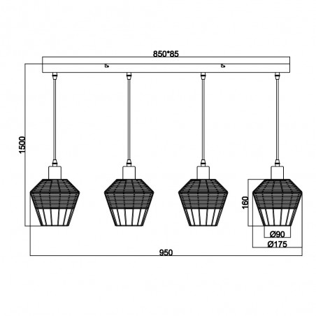 Ceiling Track Lamp Borka (4 lights)