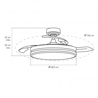 LED fan with retractable blades Perla Nickel CCT (72W)