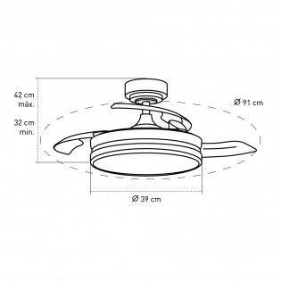 LED fan with retractable blades Perla Mini Leather CCT (35W)