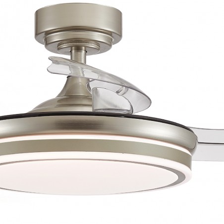 LED-Ventilator mit einziehbaren Flügeln Perla Mini Nickel CCT (35W)