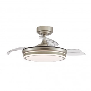 LED-Ventilator mit einziehbaren Flügeln Perla Mini Nickel CCT (35W)