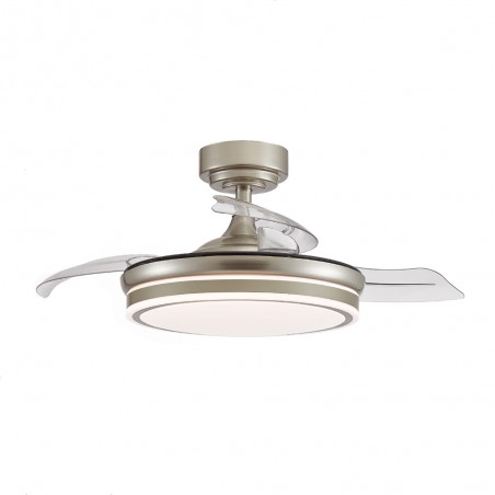 LED fan with retractable blades Perla Mini Nickel CCT (35W)