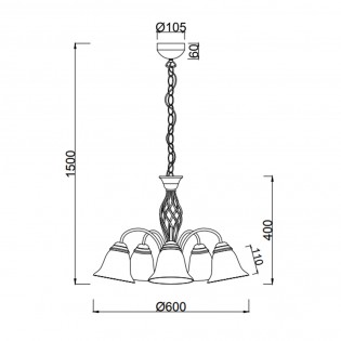 Rustikaler Kronleuchter (5 Lichter)