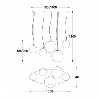 Cluster Pendant Lamp Basic Form II (5 lights)