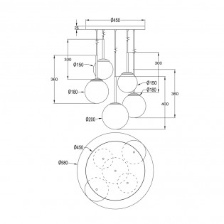 Cluster Pendant Lamp Basic Form (5 lights)